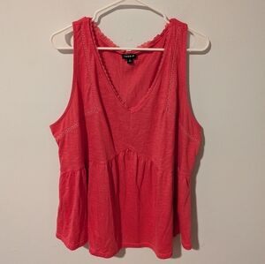 Torrid Pink Modal Slub Ladder Trim V-Neck Babydoll Tank Size 2X